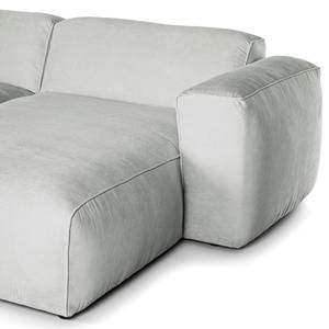 Ecksofa HUDSON 1,5-Sitzer mit Longchair Cordstoff Snor: Grau - Longchair davorstehend rechts