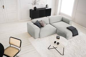 Ecksofa HUDSON 1,5-Sitzer mit Longchair Cordstoff Snor: Grau - Longchair davorstehend rechts