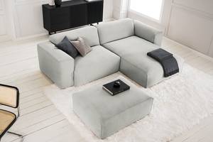 Ecksofa HUDSON 1,5-Sitzer mit Longchair Cordstoff Snor: Grau - Longchair davorstehend rechts