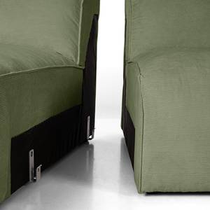 Canapé d’angle HUDSON méridienne Velours côtelé Snor: Vert - Méridienne courte à gauche (vue de face)