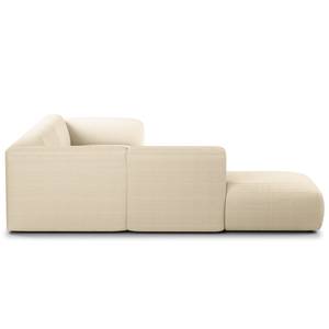 Ecksofa HUDSON 3-Sitzer mit Recamiere Cordstoff Snor: Beige - Longchair davorstehend links