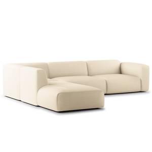 Ecksofa HUDSON 3-Sitzer mit Recamiere Cordstoff Snor: Beige - Longchair davorstehend links