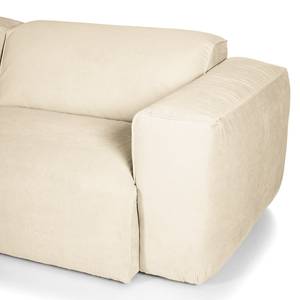 Ecksofa HUDSON 3-Sitzer mit Recamiere Cordstoff Snor: Beige - Longchair davorstehend links