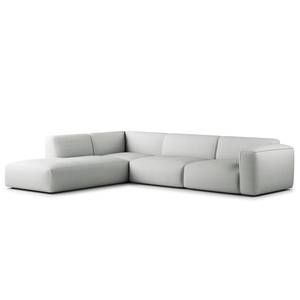 Ecksofa HUDSON 3-Sitzer mit Recamiere Cordstoff Snor: Grau - Longchair davorstehend links