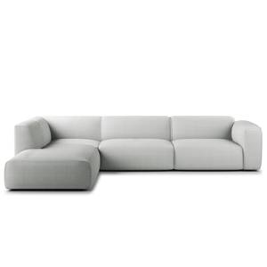 Ecksofa HUDSON 3-Sitzer mit Recamiere Cordstoff Snor: Grau - Longchair davorstehend links