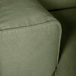 Ecksofa HUDSON 3-Sitzer mit Recamiere Cordstoff Snor: Grün - Longchair davorstehend rechts
