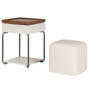 Set di 2 tavolini Spinans Impiallacciatura in vero legno / Tessuto - Noce / Bianco
