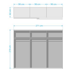 Armoire à portes coulissantes Quadra IV Imitation chêne noir / Gris métallique - Largeur : 271 cm