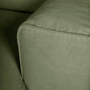Ecksofa HUDSON 3-Sitzer mit Recamiere Cordstoff Snor: Grün - Longchair davorstehend links