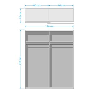 Schwebetürenschrank QUADRA Eiche Schwarz Dekor / Graumetallic - Breite: 136 cm