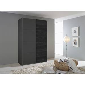 Zweefdeurkast Quadra IV zwarte eikenhouten look/grijs metallic - Breedte: 136 cm