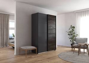 Schwebetürenschrank QUADRA Eiche Schwarz Dekor / Graumetallic - Breite: 136 cm