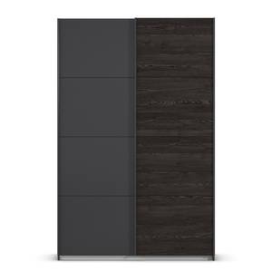 Schwebetürenschrank QUADRA Eiche Schwarz Dekor / Graumetallic - Breite: 136 cm