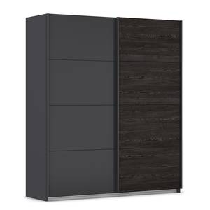 Armoire à portes coulissantes Quadra IV Imitation chêne noir / Gris métallique - Largeur : 181 cm