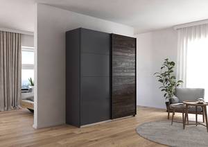 Schwebetürenschrank QUADRA Eiche Schwarz Dekor / Graumetallic - Breite: 181 cm