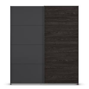 Armoire à portes coulissantes Quadra IV Imitation chêne noir / Gris métallique - Largeur : 181 cm
