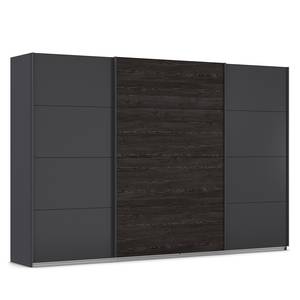 Armoire à portes coulissantes Quadra IV Imitation chêne noir / Gris métallique - Largeur : 315 cm
