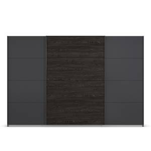 Armoire à portes coulissantes Quadra IV Imitation chêne noir / Gris métallique - Largeur : 315 cm