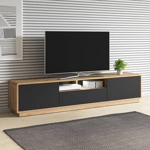 Tv-meubel Kaditz mat zwart/eikenhouten look - Breedte: 200 cm