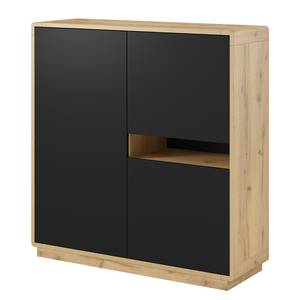 Highboard Kaditz Matt Schwarz / Eiche Dekor