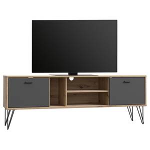 Tv-meubel Yeadon II zwart/Artisan eikenhouten look