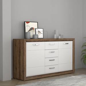 Sideboard Lumbfoot Hochglanz Weiß / Schlammeiche Dekor