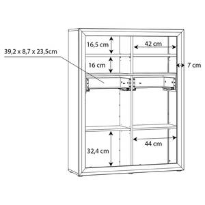 Buffet haut Lumbfoot I Blanc brillant / Imitation chêne