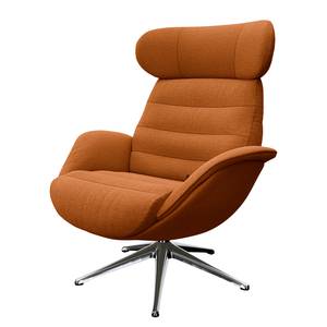 Relaxfauteuil LESO Geweven stof Saia: Roest - Chroomkleurig glanzend - Zonder hocker