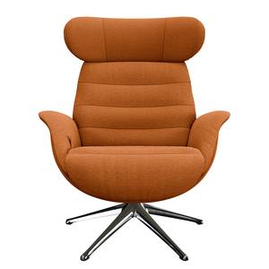 Relaxfauteuil LESO Geweven stof Saia: Roest - Chroomkleurig glanzend - Zonder hocker