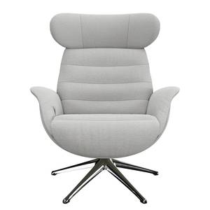 Relaxfauteuil LESO Geweven stof Saia: Lichtgrijs - Chroomkleurig glanzend - Zonder hocker