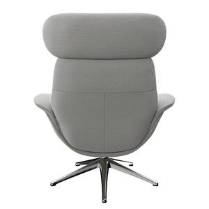 Relaxfauteuil LESO Geweven stof Saia: Lichtgrijs - Chroomkleurig glanzend - Zonder hocker