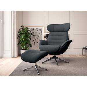 Relaxfauteuil LESO Geweven stof Saia: Grijs - Chroomkleurig glanzend - Zonder hocker