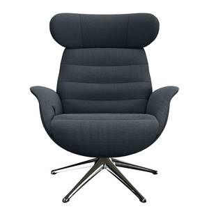 Relaxfauteuil LESO Geweven stof Saia: Grijs - Chroomkleurig glanzend - Zonder hocker