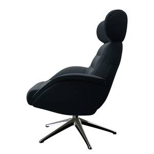 Relaxfauteuil LESO Geweven stof Saia: Grijs - Chroomkleurig glanzend - Zonder hocker