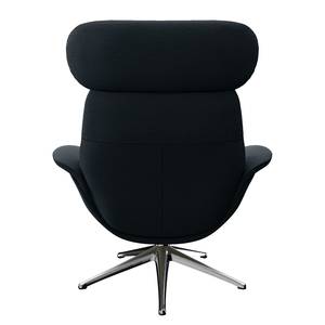 Relaxfauteuil LESO Geweven stof Saia: Grijs - Chroomkleurig glanzend - Zonder hocker