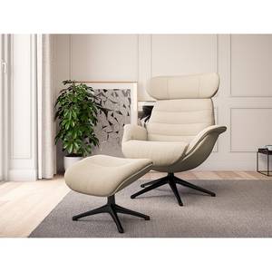 Relaxfauteuil LESO Geweven stof Saia: Beige - Zwart - Zonder hocker