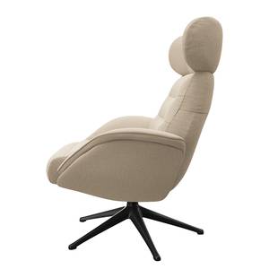 Relaxfauteuil LESO Geweven stof Saia: Beige - Zwart - Zonder hocker