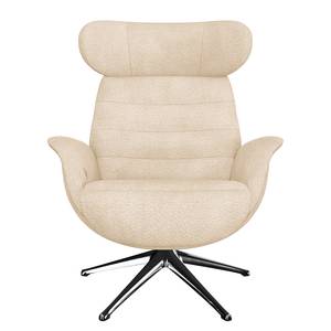 Relaxsessel LESO Bouclé Stoff Bony: Beige - Chrom glänzend - Ohne Hocker