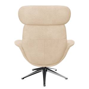 Relaxfauteuil LESO Bouclé Stof Bony: Beige - Chroomkleurig glanzend - Zonder hocker