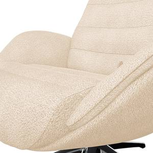 Relaxfauteuil LESO Bouclé Stof Bony: Beige - Chroomkleurig glanzend - Zonder hocker