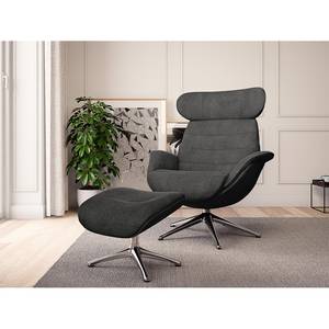 Fauteuil de relaxation Leso Bouclé Tissu Bony: Anthracite - Chrome brillant - Sans repose-pieds