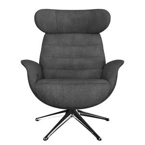 Fauteuil de relaxation Leso Bouclé Tissu Bony: Anthracite - Chrome brillant - Sans repose-pieds