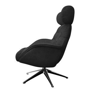 Relaxfauteuil LESO Bouclé Stof Bony: Antracietkleurig - Chroomkleurig glanzend - Zonder hocker