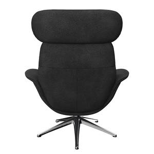 Relaxfauteuil LESO Bouclé Stof Bony: Antracietkleurig - Chroomkleurig glanzend - Zonder hocker