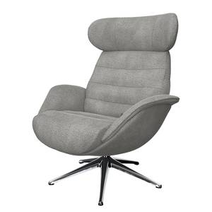 Fauteuil de relaxation Leso Bouclé Tissu Bony: Gris - Chrome brillant - Sans repose-pieds