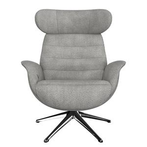 Relaxfauteuil LESO Bouclé Stof Bony: Grijs - Chroomkleurig glanzend - Zonder hocker