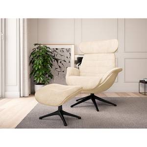 Relaxfauteuil LESO Bouclé Stof Bony: Beige - Zwart - Zonder hocker