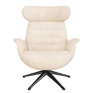 Relaxfauteuil LESO Bouclé Stof Bony: Beige - Zwart - Zonder hocker