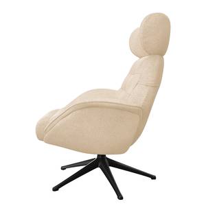 Relaxfauteuil LESO Bouclé Stof Bony: Beige - Zwart - Zonder hocker