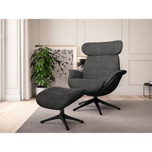 Relaxfauteuil LESO Bouclé Stof Bony: Antracietkleurig - Zwart - Zonder hocker